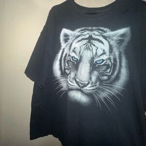 Tiger Shirt Adult Black Unique Art Style White Tiger Mens size 3xl